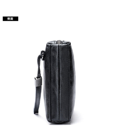 Men's Clutch Bag Genuine Cowhide Leather Quality Fashion Men's Wrist Bag Handbag