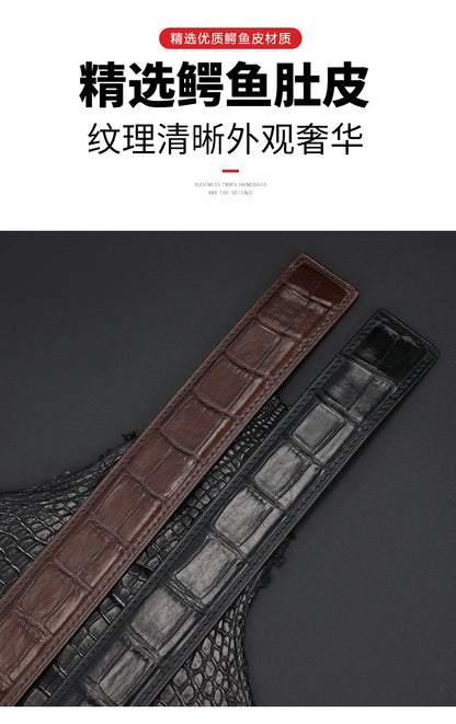 New Men's Belt Crocodile Skin Genuine Leather Unjointed Fashion Casual Men's Belt 