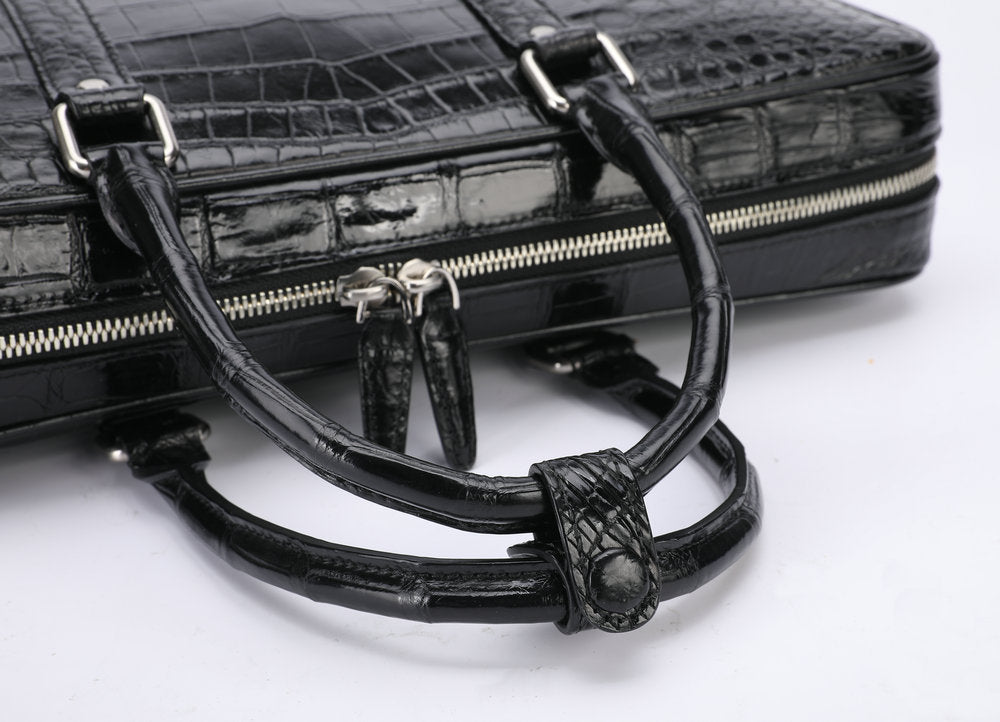 Siamese Crocodile Belly Skin Genuine Leather Men's Briefcase High Quality Men's Office Bag Business Bag File Bag Handbag 