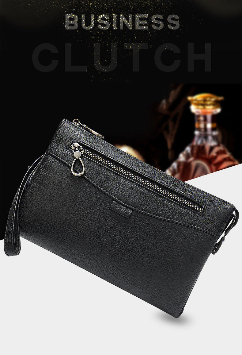 Men's Wallet Genuine Cowhide Leather Clutch Bag Business Large Capacity Wrist Bag Men's Handbag 