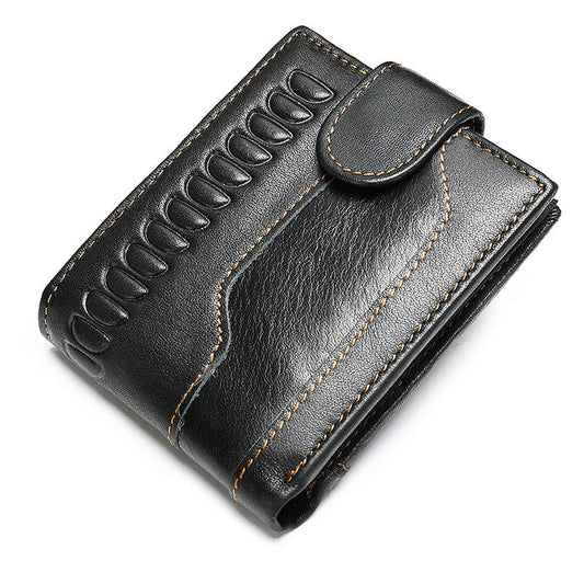 Men's Short Wallet Made of Genuine Cowhide Leather Retro Multifunctional Men's Card Bag Wallet 