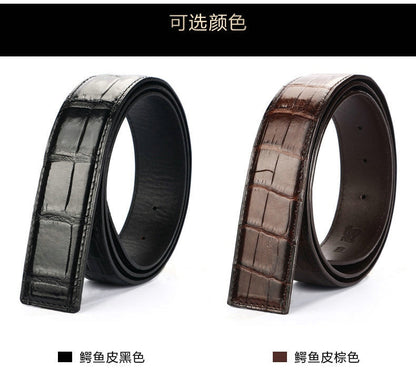 Crocodile skin belly skin without buckle men's belt genuine leather without splicing business casual plate buckle needle buckle men belt without buckle 