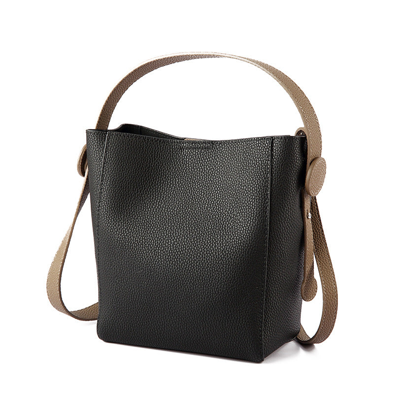 Ladies genuine leather bucket bag luxury cowhide handbag shoulder bag crossbody bag goes with anything