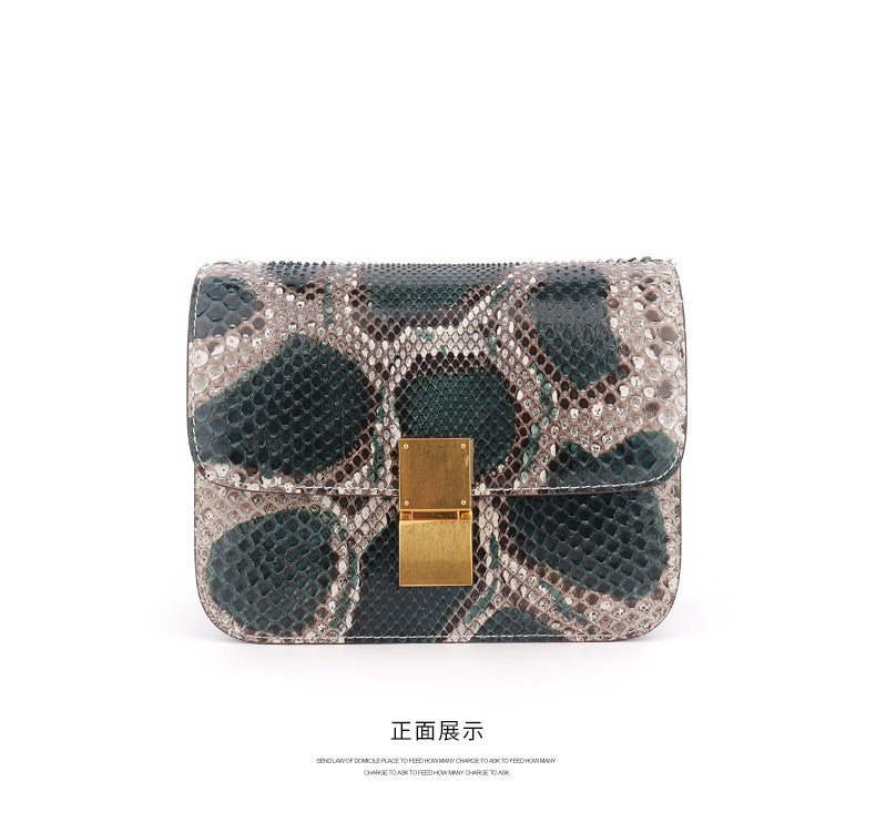 Python leather women's bag cross small square bag crossbody bag fashion trend