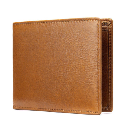 Men's short wallet cowhide genuine leather business thin simple anti-theft card bag wallet wallet 