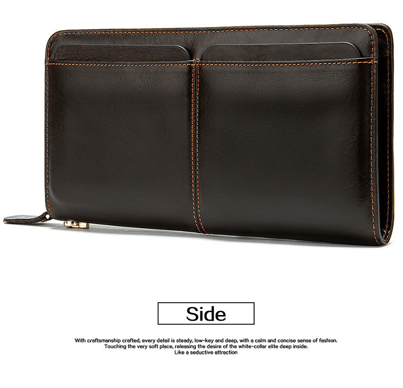 Men's long wallet cowhide clutch bag business wallet for men 