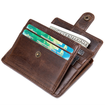 Men's Wallet Genuine Cow Leather Large Capacity Card Bag Retro Card Holder Men's Wallet 