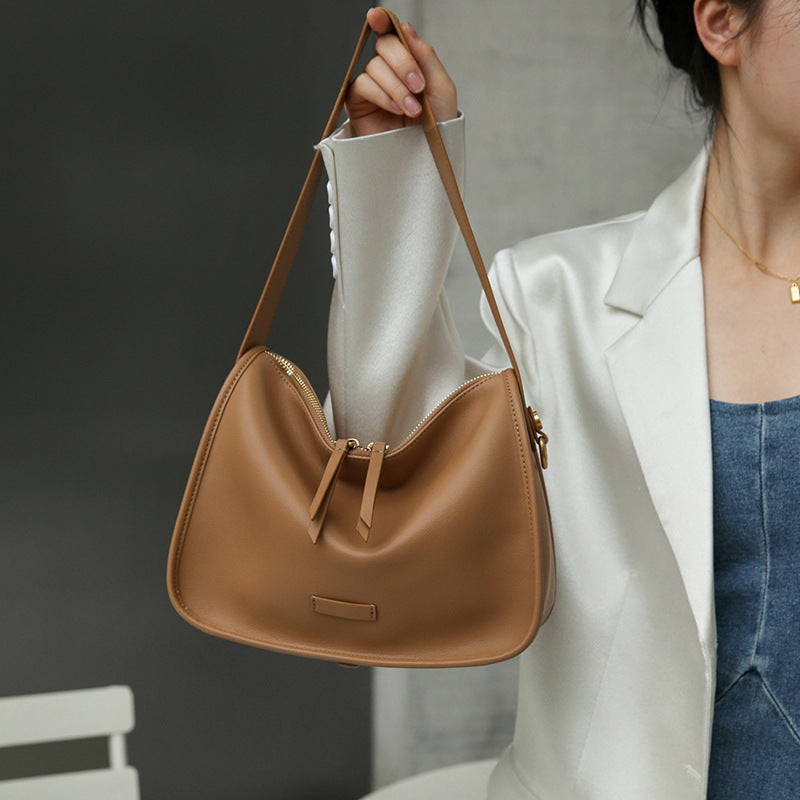 Genuine leather armpit bag ladies commuting casual one shoulder diagonal shoulder bag cowhide bag