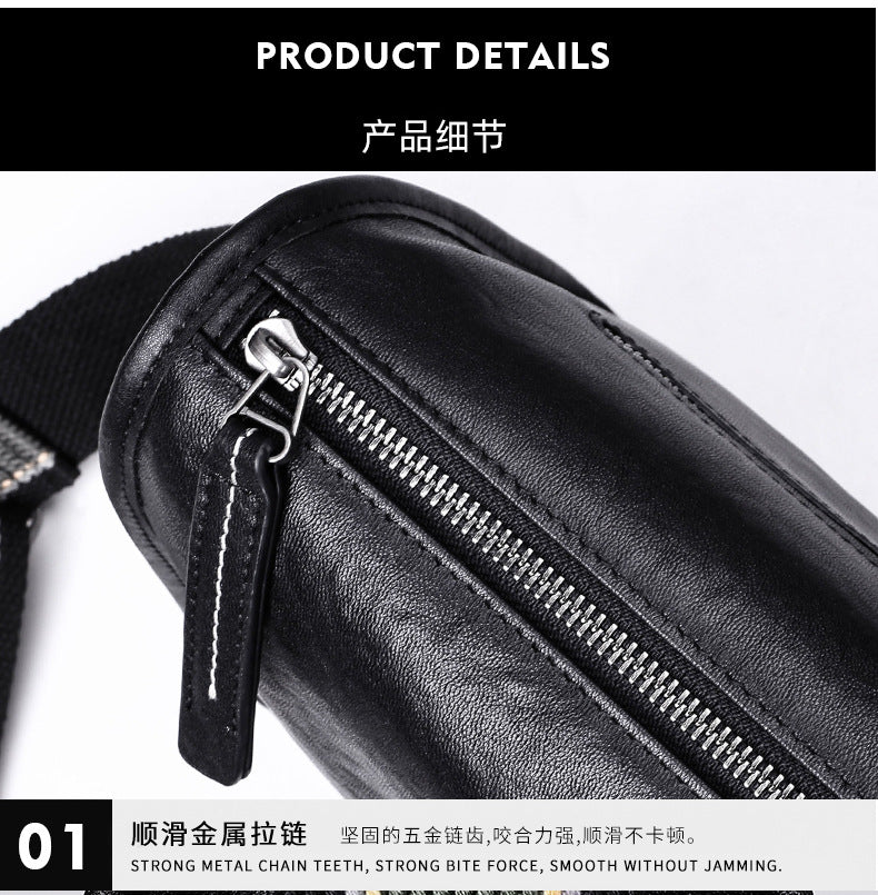 Men's Shoulder Bag Genuine Cowhide Leather Fashion Casual Commuting Crossbody Bag 