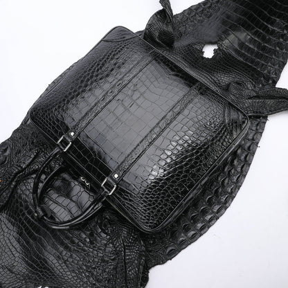 Siamese Crocodile Belly Skin Genuine Leather Men's Briefcase High Quality Men's Office Bag Business Bag File Bag Handbag 