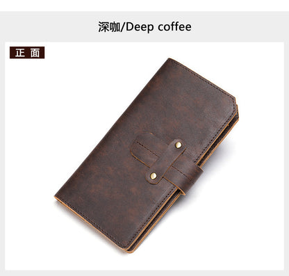 Men's long wallet made of cowhide genuine leather RFID anti-theft brush large capacity card bag for men 