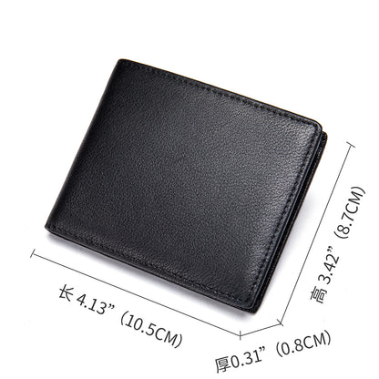 Men's short wallet cowhide genuine leather business thin simple anti-theft card bag wallet wallet 