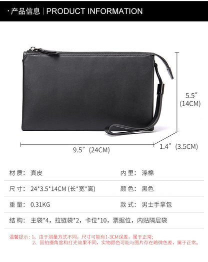 Men's clutch bag Genuine cowhide leather large capacity business casual men's handbag 