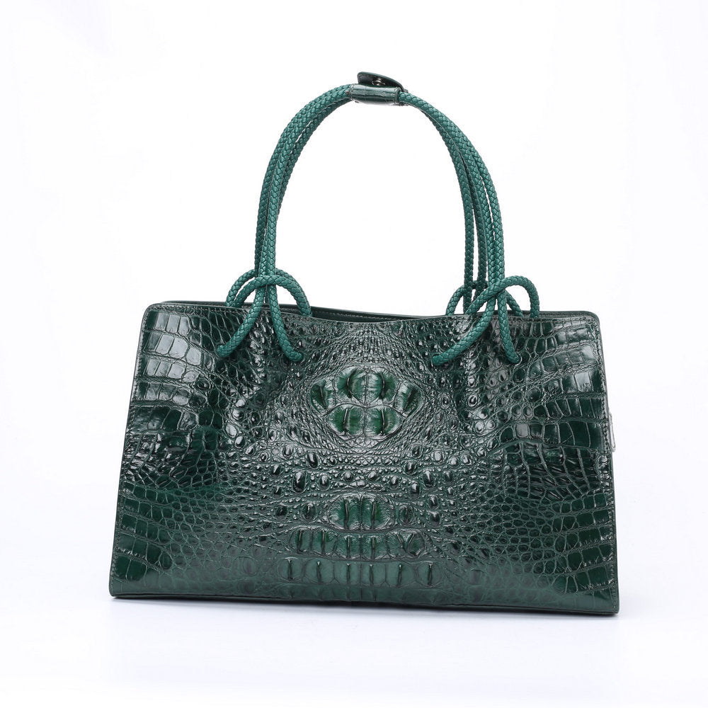 Crocodile skin women bag genuine leather bag lace women's handbag European and American fashion large bag women 40L size