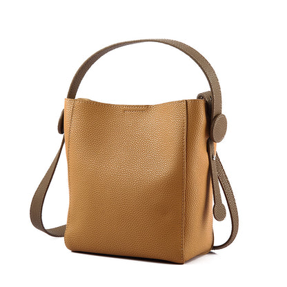 Ladies genuine leather bucket bag luxury cowhide handbag shoulder bag crossbody bag goes with anything