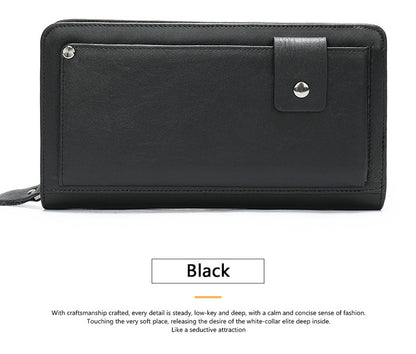 Men's long wallet cowhide clutch bag business casual fashion retro card holder men's wallet 