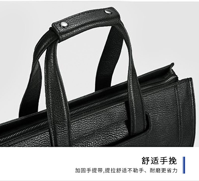 Men's briefcase genuine cowhide leather handbag computer bag business large capacity handbag 