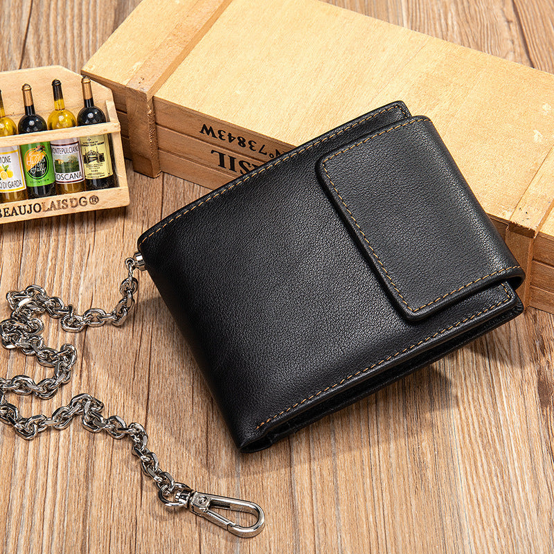 Men's short wallet genuine cowhide leather retro multifunctional men's wallet 