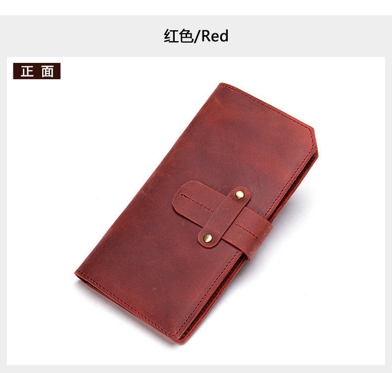 Men's long wallet made of cowhide genuine leather RFID anti-theft brush large capacity card bag for men 