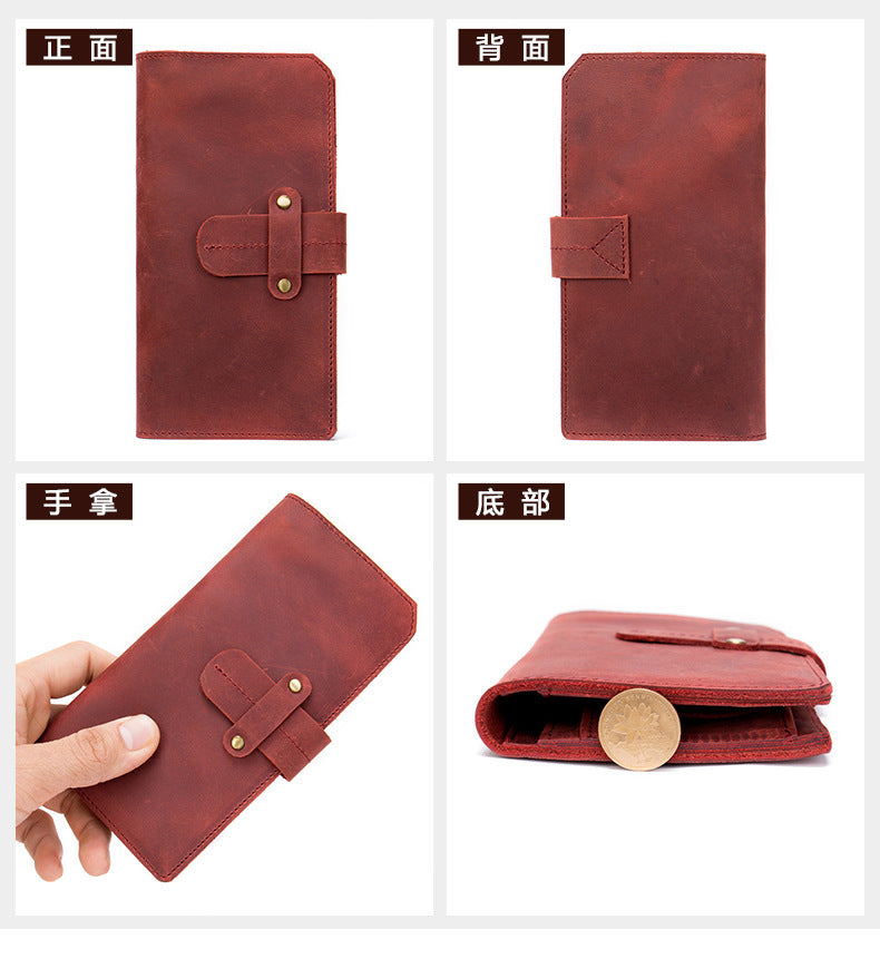 Men's long wallet made of cowhide genuine leather RFID anti-theft brush large capacity card bag for men 