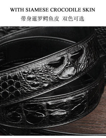 Men's Belt Siamese Crocodile Skin Genuine Leather Needle Buckle Casual Business High Quality Men's Belt 