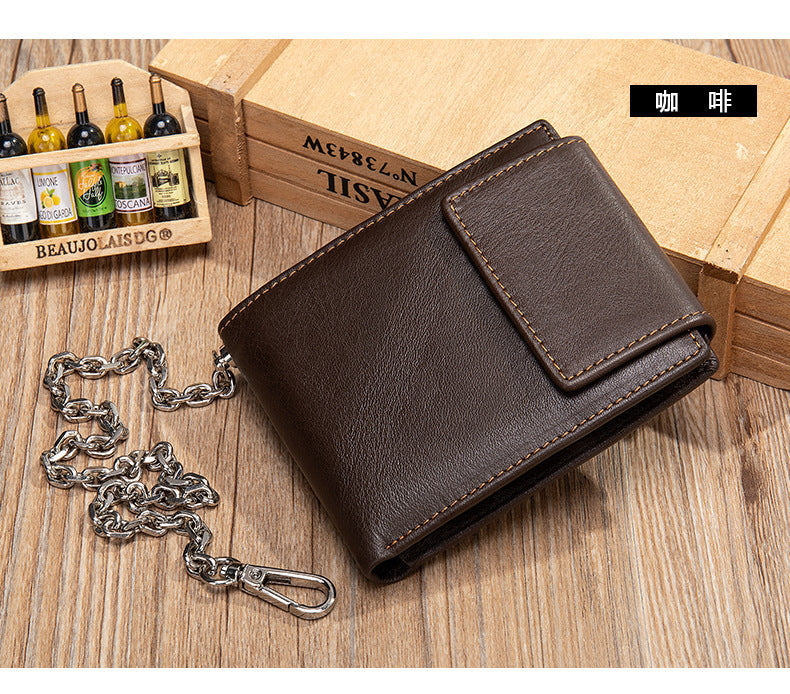 Men's short wallet genuine cowhide leather retro multifunctional men's wallet 