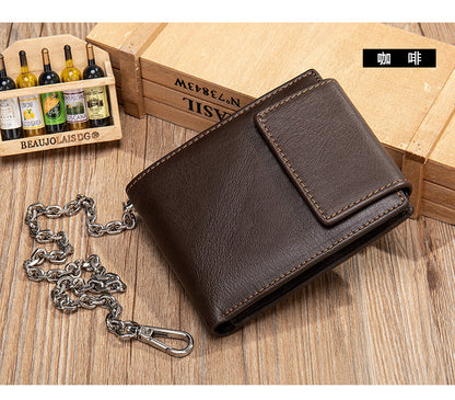 Men's short wallet genuine cowhide leather retro multifunctional men's wallet 