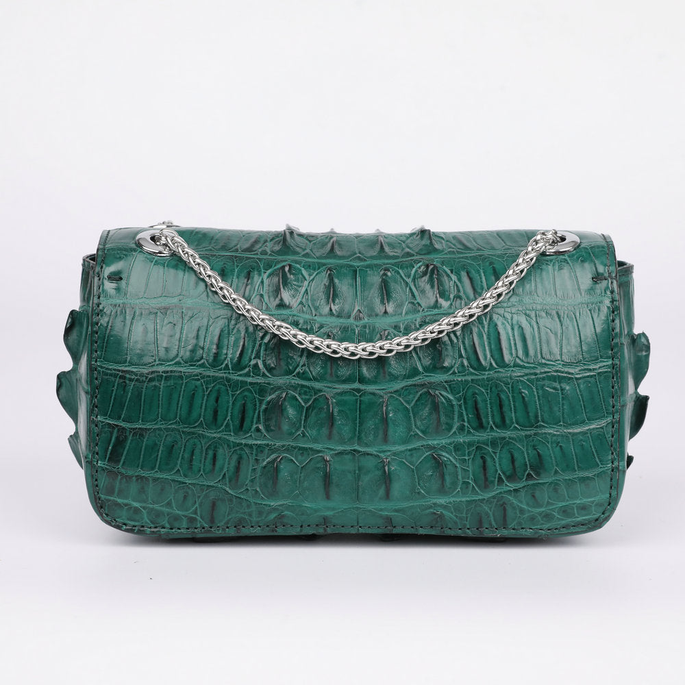 Trumpet Women's Chain Bag Siamese Crocodile Leather Crossbody Bag 