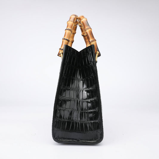 Women's Bag Siamese Crocodile Skin Genuine Leather Bag Bamboo Bush Bag Fashion Trend Large Capacity Women's Bag