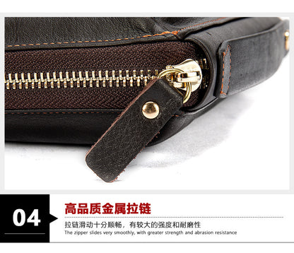 Men's long wallet card holder RFID anti-theft brush cowhide genuine leather zipper men's wallet 