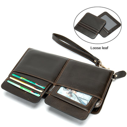 Men's long wallet cowhide clutch bag business wallet for men 