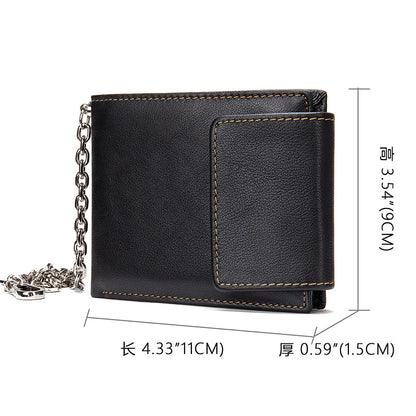 Men's short wallet genuine cowhide leather retro multifunctional men's wallet 