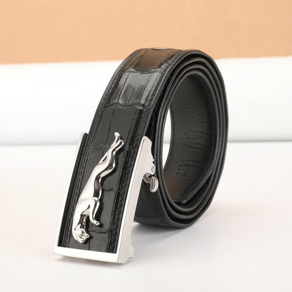 Men's Belt Siamese Crocodile Skin Genuine Leather Automatic Buckle Casual Men's Belt 