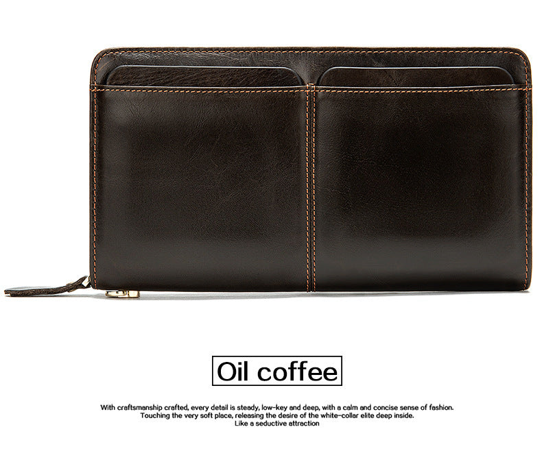 Men's long wallet cowhide clutch bag business wallet for men 