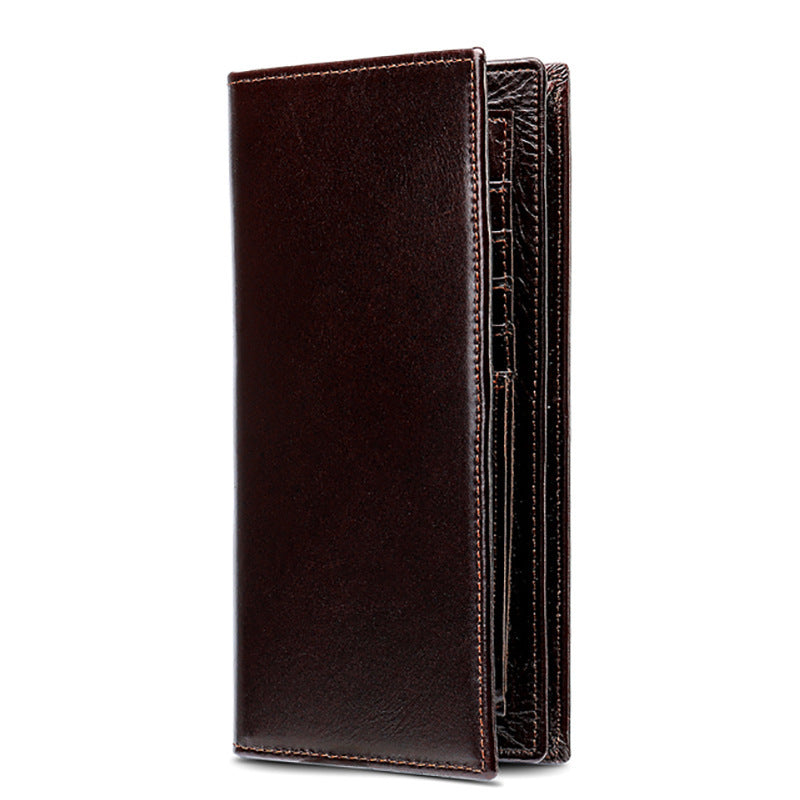 Men's long wallet, genuine cowhide leather, coin purse, card holder, business wallet for men 