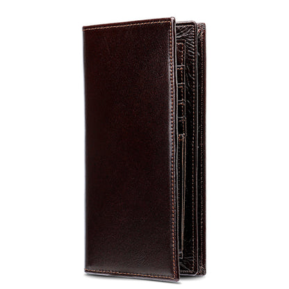 Men's long wallet, genuine cowhide leather, coin purse, card holder, business wallet for men 