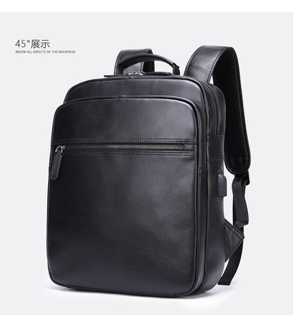 Men's backpack genuine cowhide leather business large capacity off-road travel computer bag 