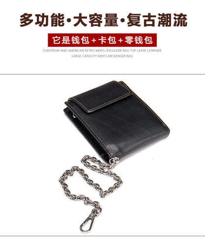 Men's short wallet genuine cowhide leather retro multifunctional men's wallet 