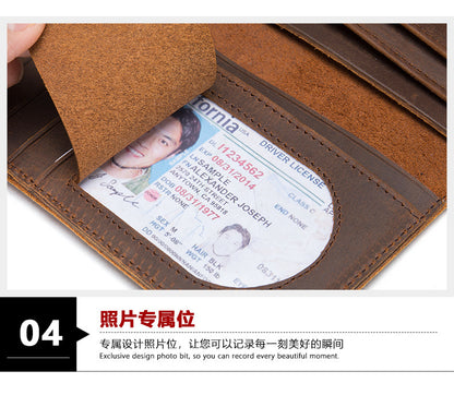 Men's long wallet made of cowhide genuine leather RFID anti-theft brush large capacity card bag for men 