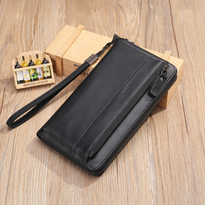 Men's wallet genuine cowhide leather clutch bag large capacity card holder wrist bag for men 