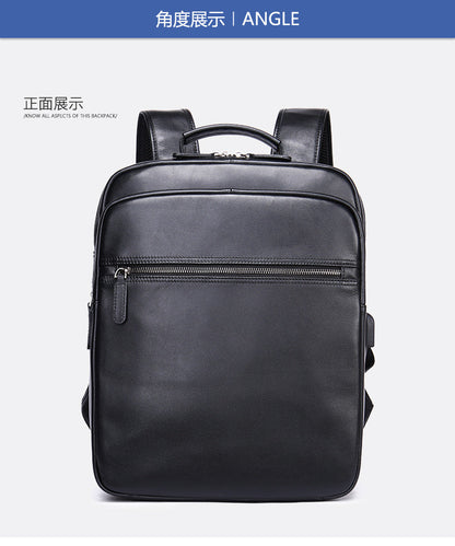 Men's backpack genuine cowhide leather business large capacity off-road travel computer bag 