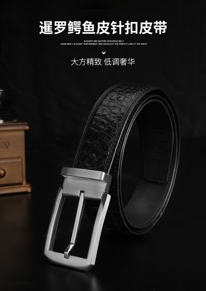 Men's Belt Crocodile Skin Genuine Leather Needle Buckle Casual Men's Belt 