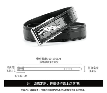 Men's Belt Siamese Crocodile Skin Genuine Leather Automatic Buckle Casual Men's Belt 