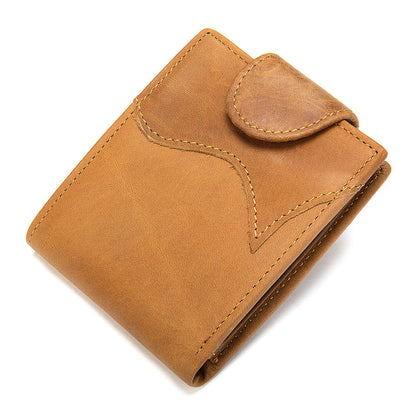 Men's Wallet, Cowhide, Genuine Leather, Thin Foldable, Coin Card Holder, Men's Wallet 