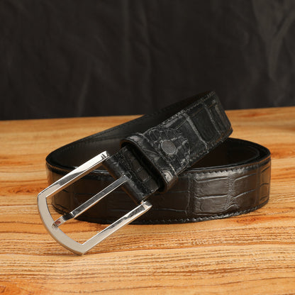 Crocodile skin belt genuine leather unisex 3.4cm casual belt 