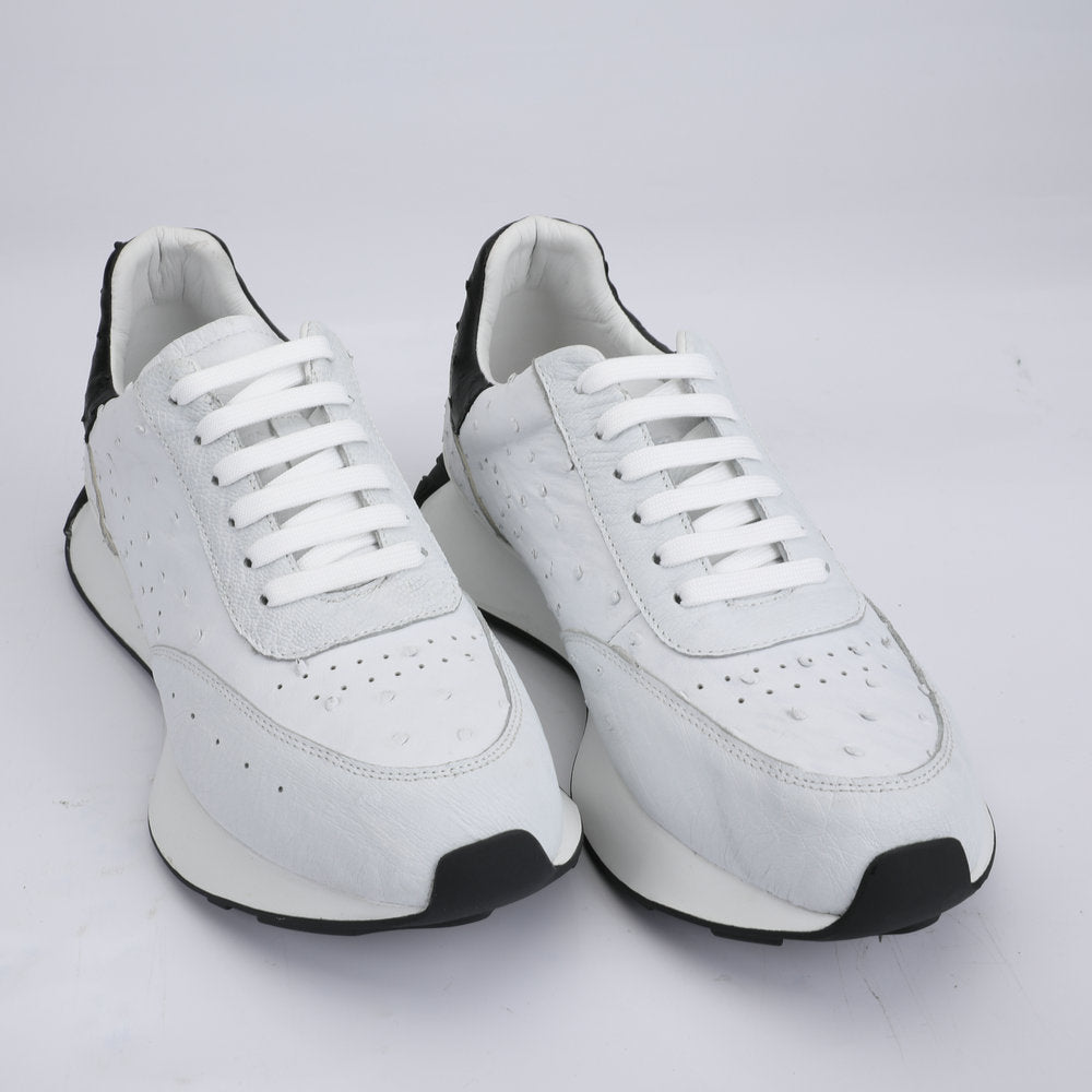 2023 New Ostrich Skin Men's Casual Shoes Genuine Leather Fashion Anti-Slip Sneakers 