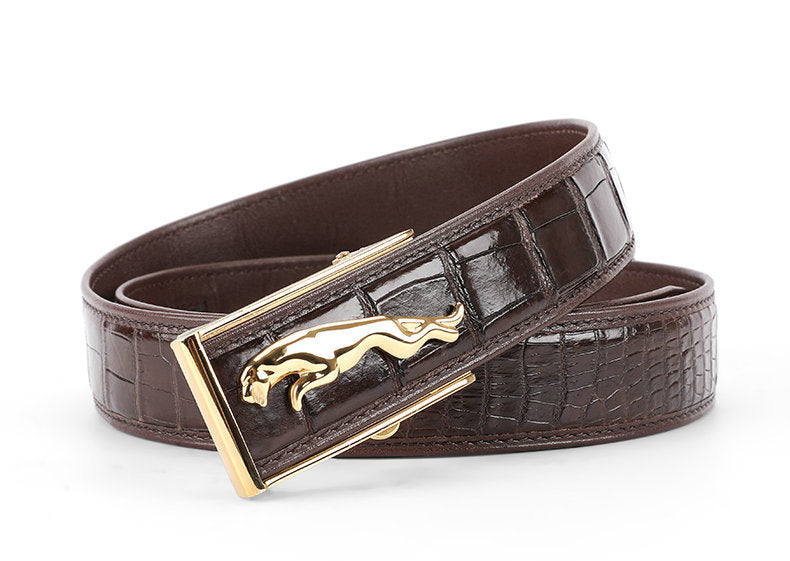 Men's Belt Siamese Crocodile Skin Genuine Leather Automatic Buckle Casual Men's Belt 