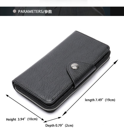 Men's long wallet made of cowhide genuine leather business simple card holder clutch bag men's wallet 