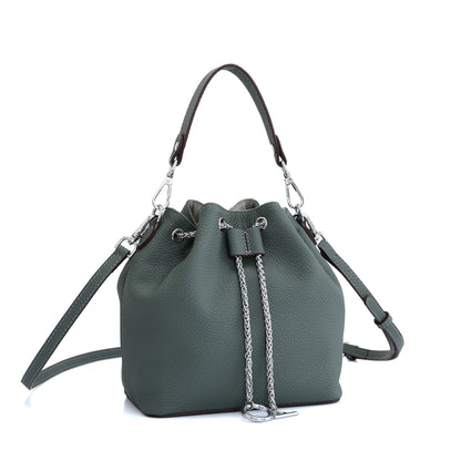 Cowhide Casual Bucket Bag Genuine Leather Women's Bag Band Genuine Shoulder Bags Shoulder Bag