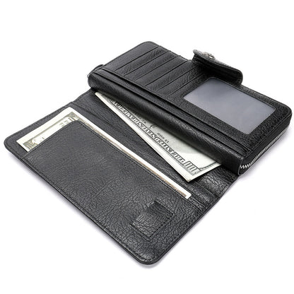 Men's long wallet made of cowhide genuine leather business simple card holder clutch bag men's wallet 